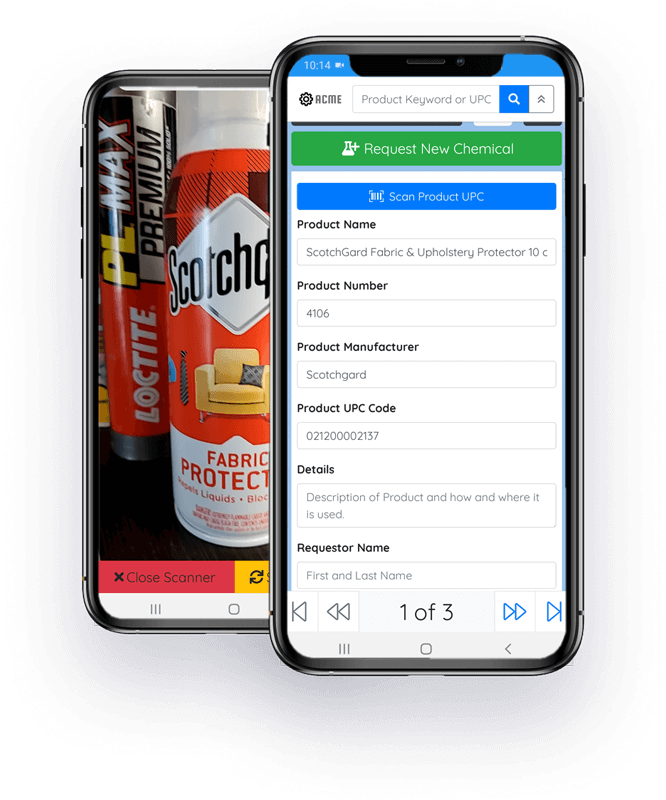 Photo of mobile application chemical approval process