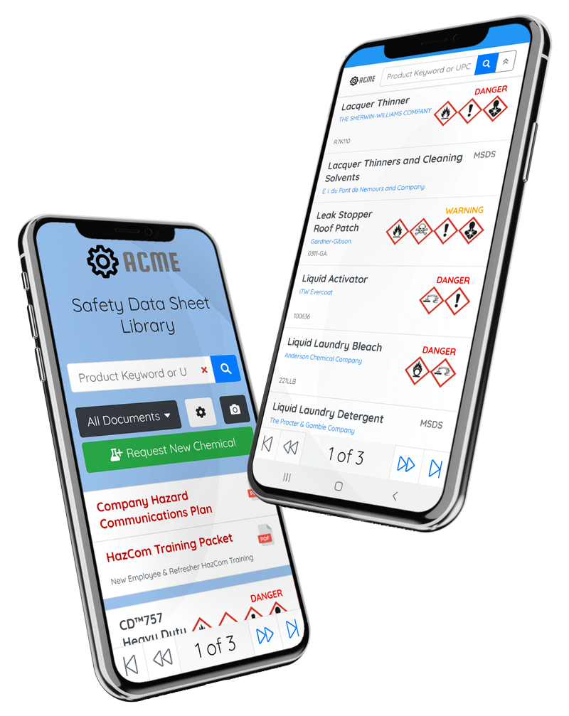 Two Cell Phones Showing Screenshots of Data Sheet Solutions App
